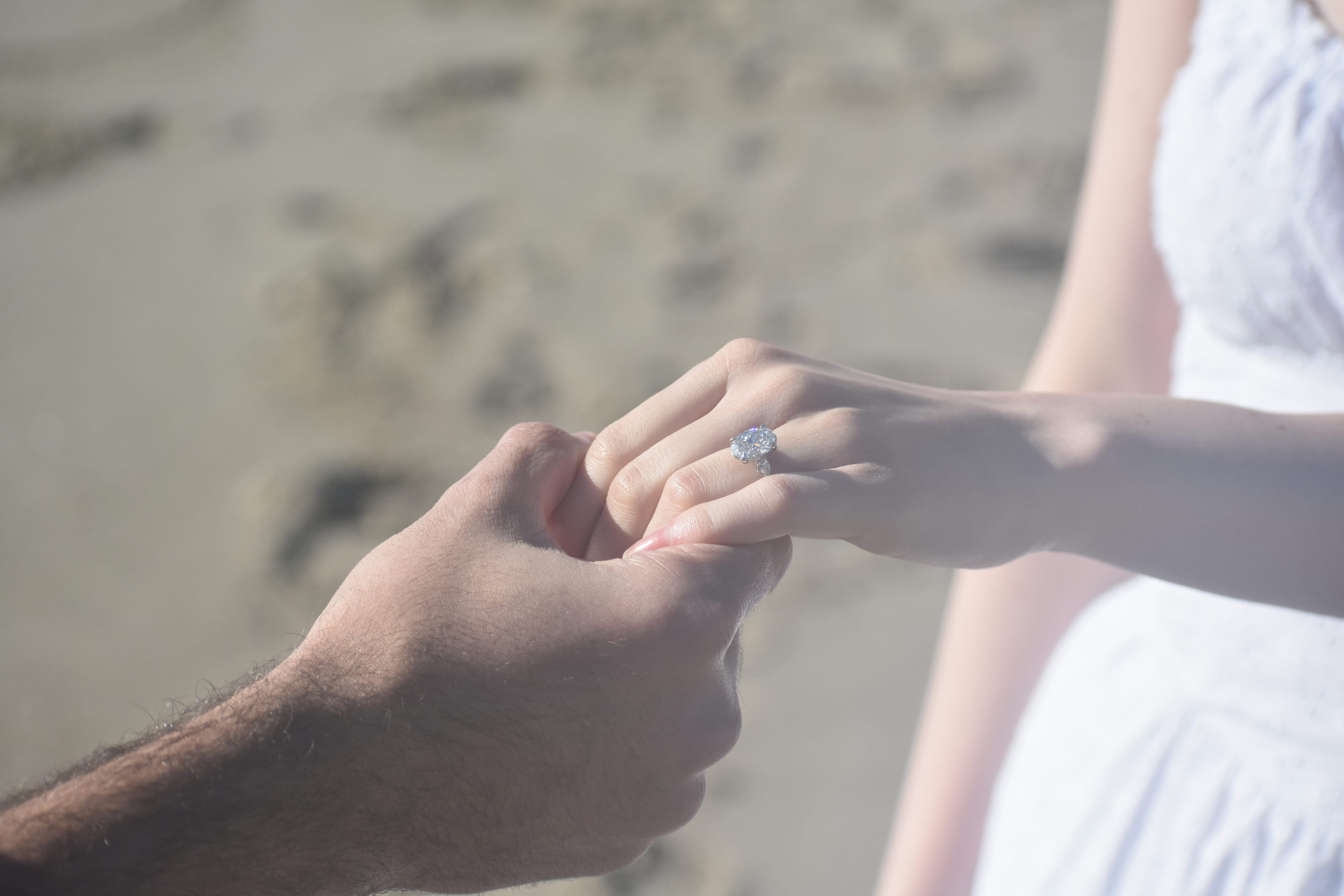 Close up of the engagement ring